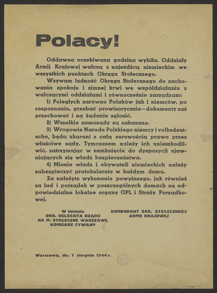 Dokument AK z 1 VIII 1945 r. 