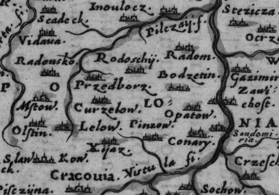 Bodzentyn na mapie weneckiej z 1596 r. 